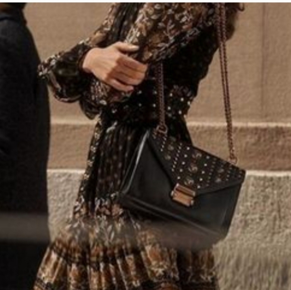 Michael Kors Studded Whitney Black Crossbody Shoulder Bag